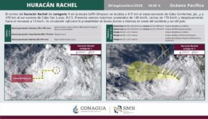 Huracán «Rachel» se mantiene en categoría 1 frente a Cabo Corrientes; prevén oleaje elevado en Jalisco